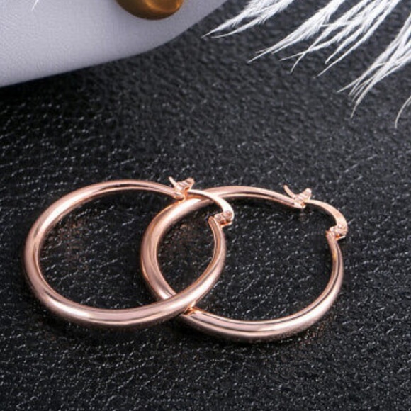 NEW 18k Rose gold Plated Hoop Earrings - Picture 3 of 6